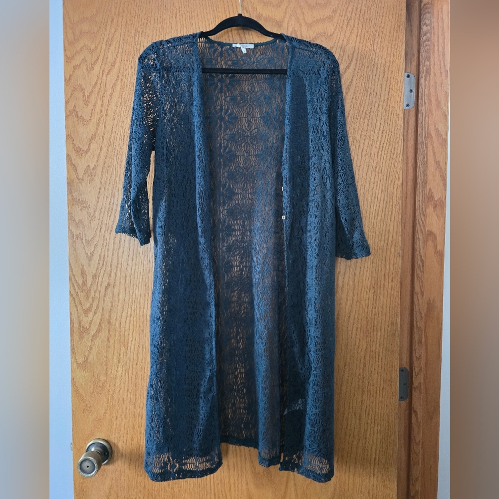 Teal Lace Cardigan With Buttons